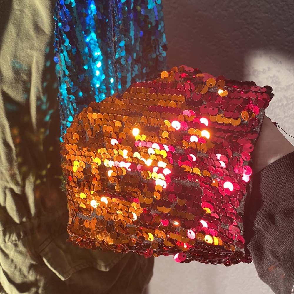 BARNEYS NY - NWT - jacket: olive green w rainbow sequined long sleeves - 42 / 8 - Picture 11 of 16